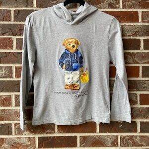 Polo Bear by Ralph Lauren Kids Light Gray Hooded Shirt